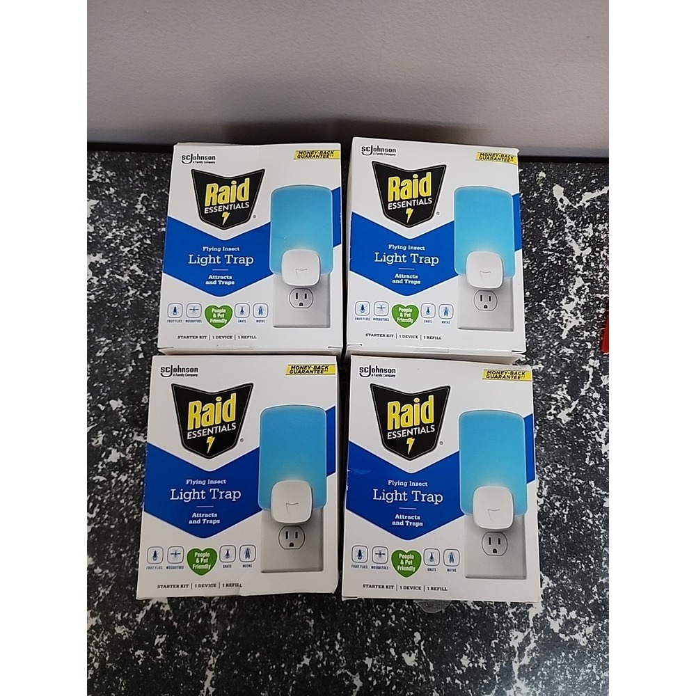 Lot of 4 - Raid Essentials Flying Insect Light Trap Starter Kit